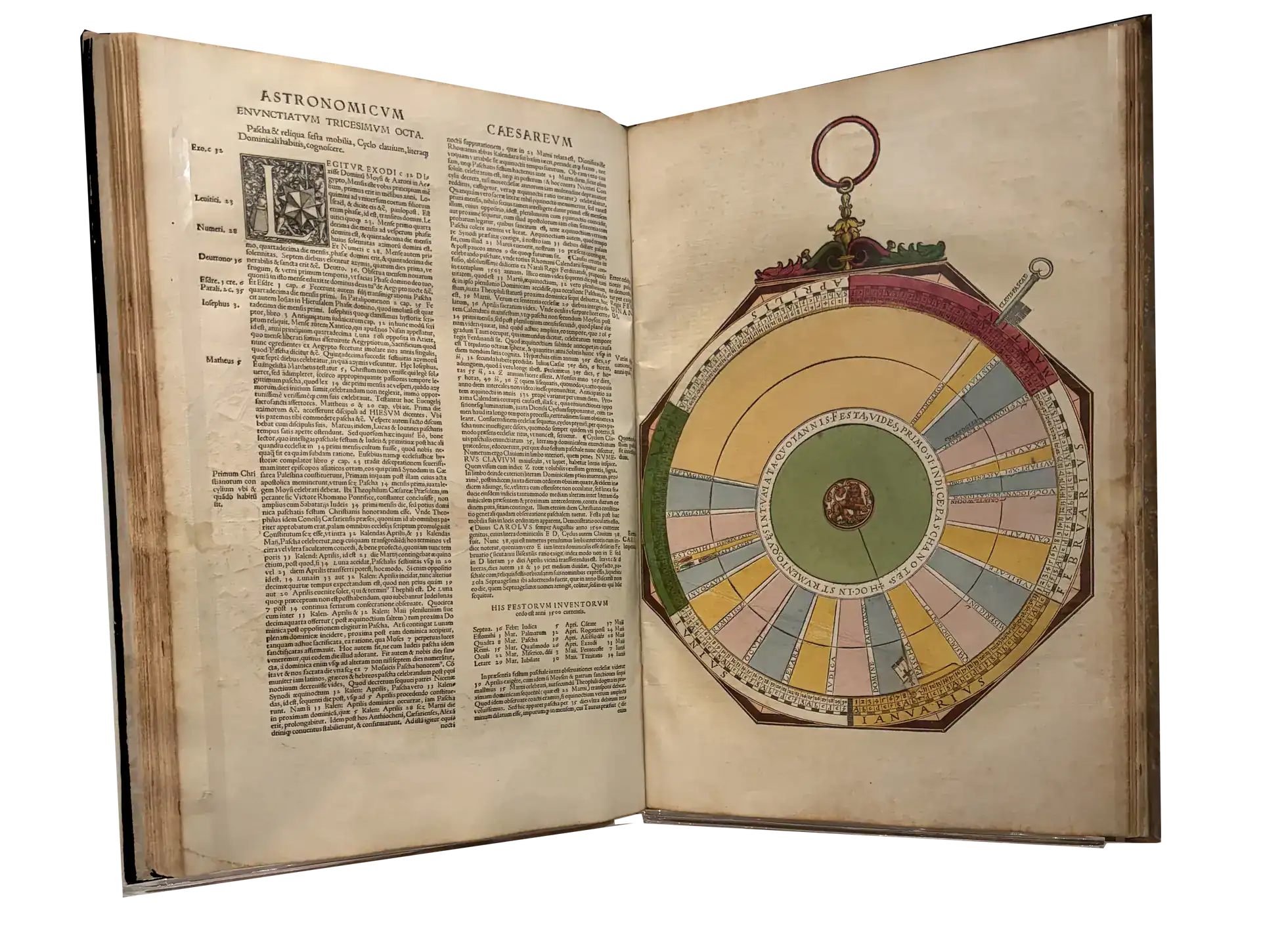 An antique astronomical volume open beside a brass celestial clock, the kind of primary source the Da Vinci Code gestured at and Master Thyself actually cites.
